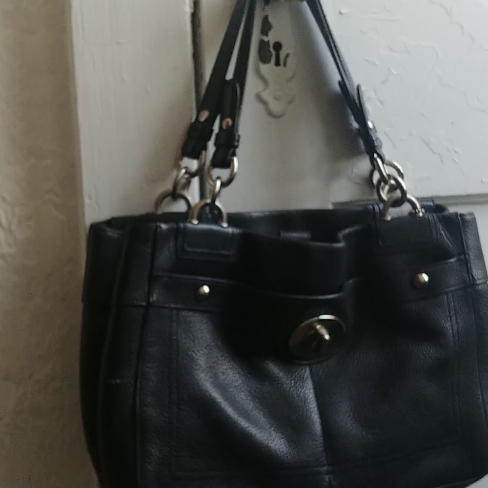 Beautiful genuine leather black Coach bag